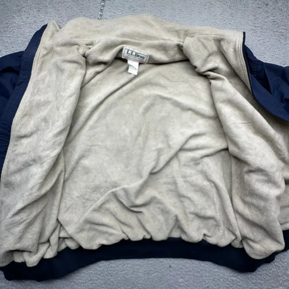 Vintage LL Bean Three Season Jacket Mens XXL Navy Lined Bomber Full Zip
